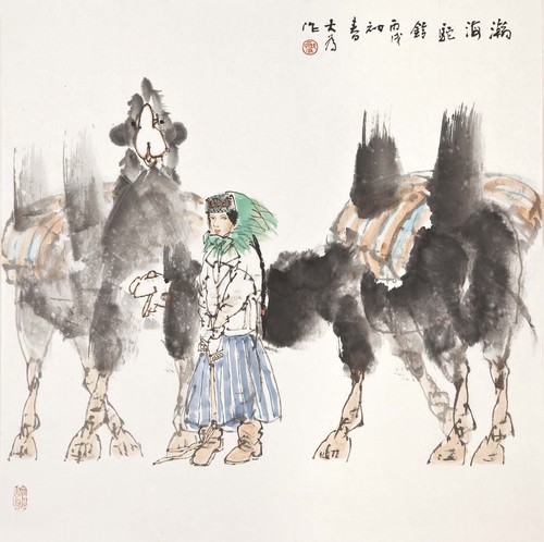 1-劉大為：瀚海駝鈴（中國(guó)畫）68X68，2006年作