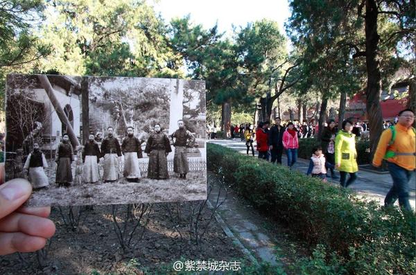 1924年，溥儀、潤良、毓崇、溥杰、潤麒等人在御花園。