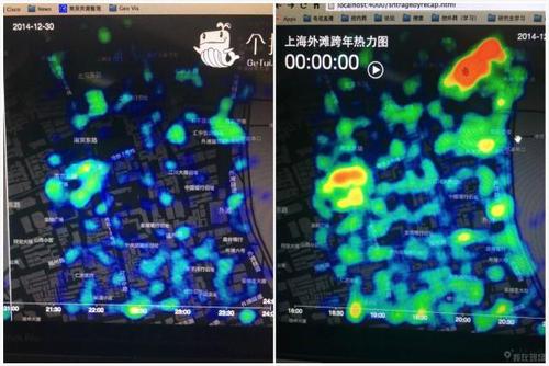 上海外灘跨年熱力圖對(duì)比