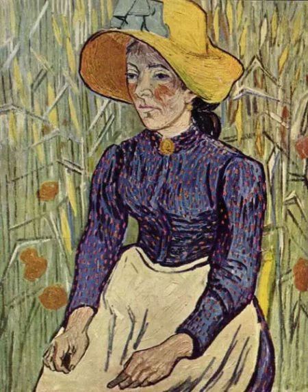 　　《麥前的農(nóng)婦》(Peasant Woman Against a Background of Wheat，1890)