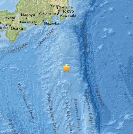 日本東南部海域發(fā)生4.9級(jí)地震。（圖片來源：美國地質(zhì)勘探局網(wǎng)站）