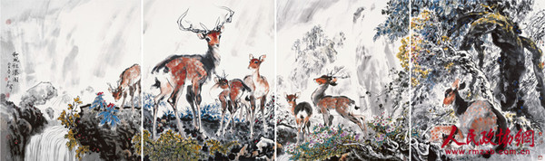 18.《和風(fēng)飛瀑圖》 96cm×322cm 2009_副本