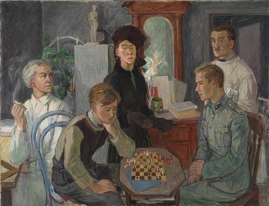 　　Tove Jansson， Family， 1942， Oil， 89 x 116 cm， Private Collection。 Photo： Finnish National Gallery / Hannu Aaltonen