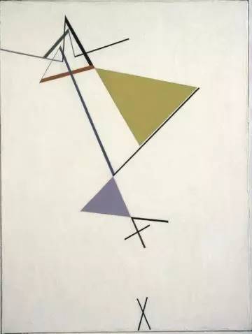 　　《三角的發(fā)展（Development of a Triangle）》，托馬斯?馬爾多納多（TomásMaldonado），布面油畫，1949年