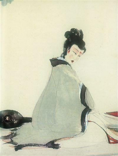 傅抱石中國畫《湘君圖》，現(xiàn)藏于中國現(xiàn)代文學(xué)館。