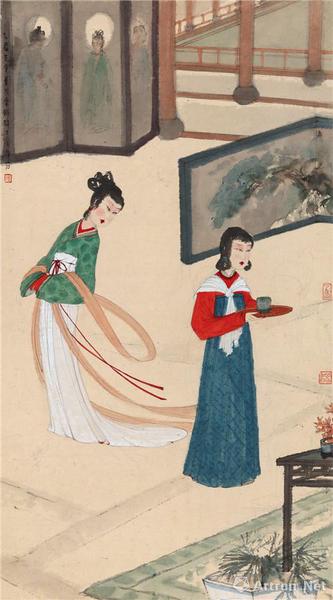 附圖2、傅抱石乙酉（1945年）作 風(fēng)光好 立軸（2016年11月嘉德6612.5萬元成交）