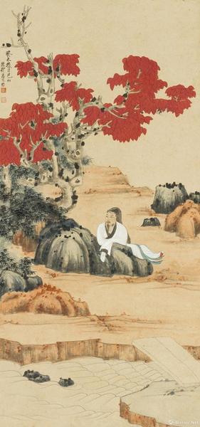 附圖9、謝稚柳癸未（1943年）作 水湄靜觀圖 立軸（2016年11月嘉德345萬元成交）