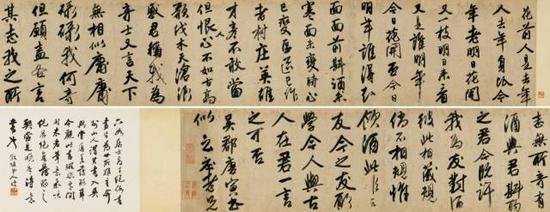 唐寅《行書(shū)七古詩(shī)卷》，成交價(jià)：5957萬(wàn)元，圖片來(lái)源：中國(guó)嘉德