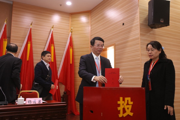 大會通過無記名投票等額選舉方式，產(chǎn)生新一屆民建廈門市委員會委員39人。（記者 照寧攝）5