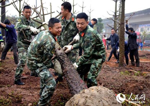 海警官兵植樹節(jié)種下“廣州市花”表達(dá)軍民魚水情