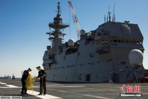 資料圖：日本海上自衛(wèi)隊最大艦艇“出云”號護衛(wèi)艦。