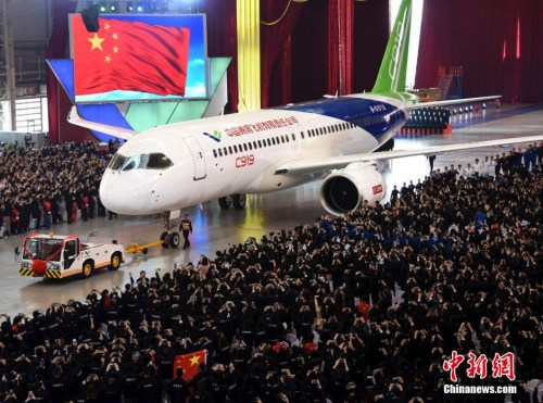 資料圖：中國自主研制的C919大型客機(jī)。<a target='_blank' href='http://www.chinanews.com/'>中新社</a>記者 孫自法 攝