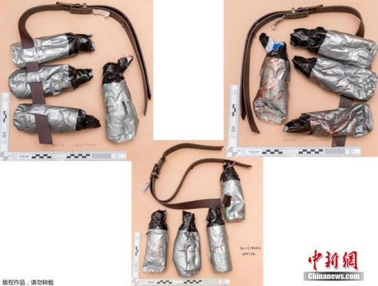 各角度拍攝的假爆炸裝置。