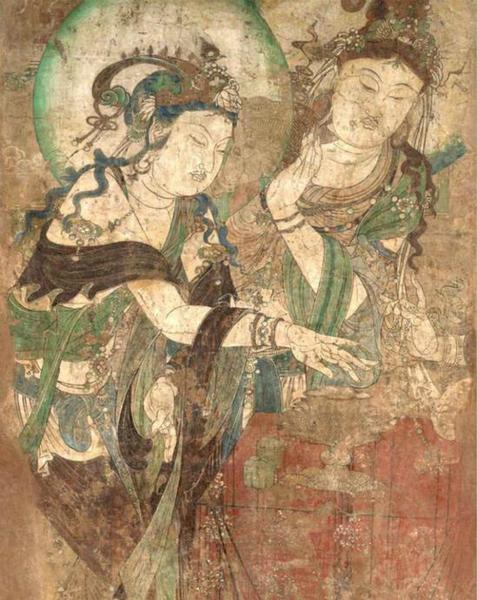 五代時(shí)期慈勝寺壁畫（局部），《菩薩焚香圖》，納爾遜艾金斯藝術(shù)博物館藏。