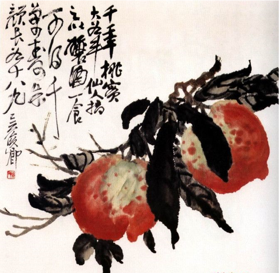 吳昌碩花鳥(niǎo)畫(huà)壽桃