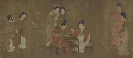 佛利爾美術(shù)館藏《內(nèi)人雙陸圖》，仿周昉風(fēng)格