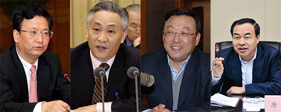 從左往右：景俊海、張國清、唐登杰、唐良智