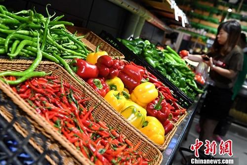 10月16日，中國國家統(tǒng)計(jì)局發(fā)布的數(shù)據(jù)顯示，9月份，全國居民消費(fèi)價(jià)格(CPI)同比上漲1.6%，漲幅比上月回落0.2個(gè)百分點(diǎn)。1至9月平均，全國居民消費(fèi)價(jià)格總水平比去年同期上漲1.5%。圖為10月11日市民在福建省寧德市一超市選購蔬菜。<a target='_blank' href='http://www.chinanews.com/'>中新社</a>記者 張斌 攝