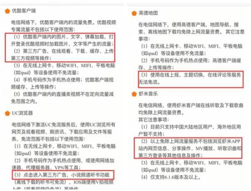 某定向流量卡設定了種種要求，用戶難以做到不使用套餐外流量。APP截圖