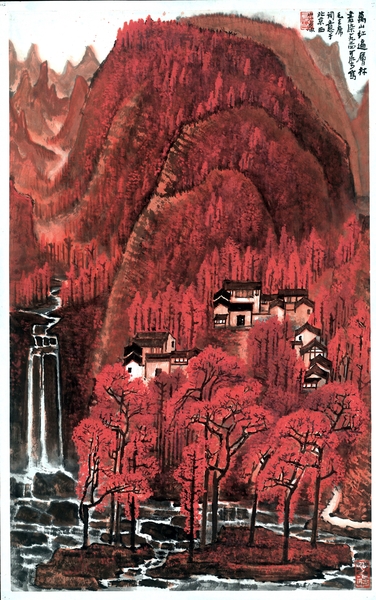 5李可染 《萬(wàn)山紅遍》 紙本水墨設(shè)色 79.6x49.2cm 1964年