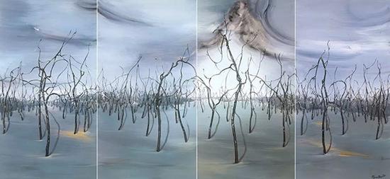 范勃，寒林，83×196cm，布面油彩，2012