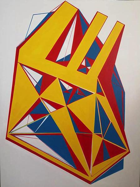 李宏，交錯系列之五，120×90cm，布面丙烯，2017