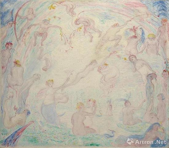拍品編號(hào)121 詹姆斯·恩索爾 （1860-1949） 《婀娜多姿的紐墨菲》