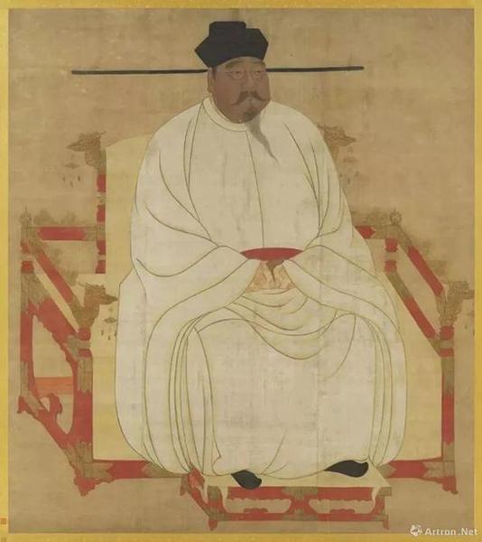 （傳）王靄《宋太祖坐像》絹本、設(shè)色，縱191cm橫：169.7cm，現(xiàn)藏臺北故宮博物院