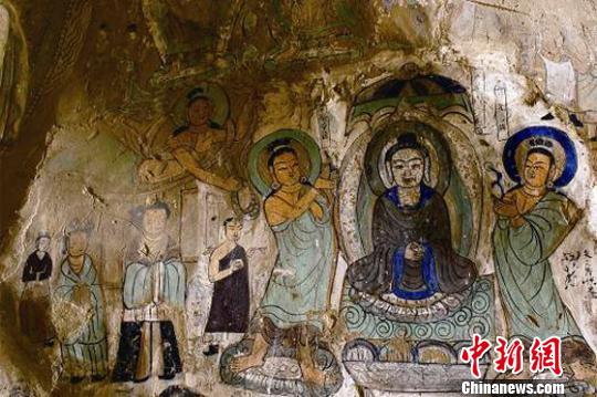 圖為炳靈寺169窟11龕壁畫《說法圖》(西秦)。 甘肅省文物局供圖