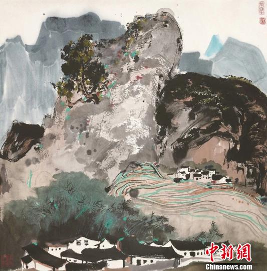 吳冠中的中國畫《山水》，中國國家畫院藏 主辦方供圖