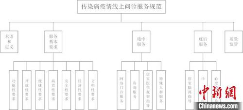 圖為《傳染病疫情線上問診服務(wù)規(guī)范》確立的標(biāo)準(zhǔn)框架。浙江省市場監(jiān)管局供圖