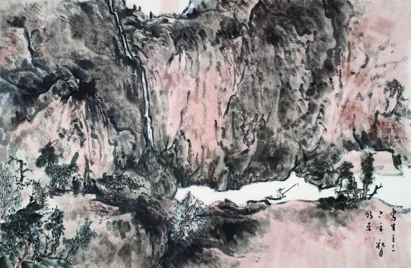 徐水平  井岡山寫(xiě)生之一  紙本水墨  45×70cm