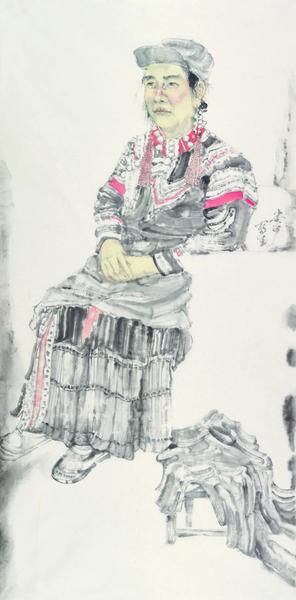 尚可  涼山寫(xiě)生之一  紙本設(shè)色  149×73cm