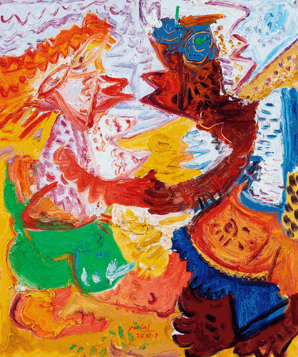 拉手手、親口口（油畫）50×60cm--于-來