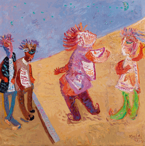 舞黃土（油畫）100×100cm-于-來