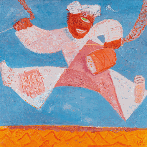 云上腰鼓（油畫）100×100cm--于-來