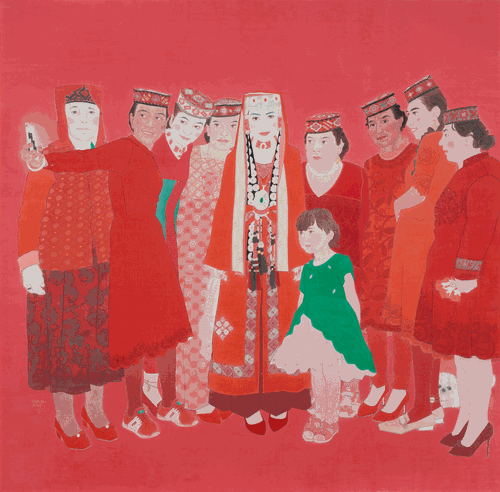 塔吉克祝福（紙本重彩）199x193cm-2019年-王海濱-參加第13屆全國美展為進(jìn)京作