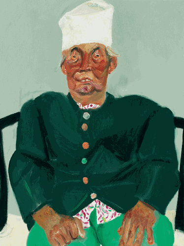右玉老人之三（油畫）60×80cm--趙培智