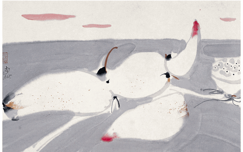 荷根與蓮蓬（國畫）46×69cm-1997年-劉巨德