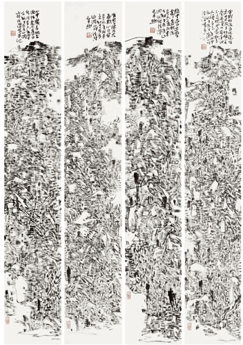 高山仰止圖（國(guó)畫）140×23cm×4-2016年--黃德潛