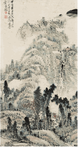 仿-古（國(guó)畫）87×46cm-1997年-黃德潛